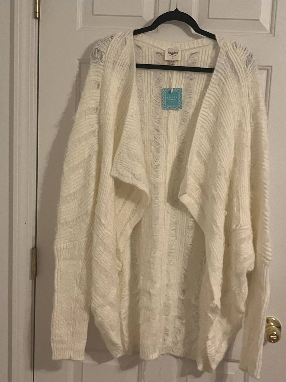Knox Rose Cream Open-Front Draped Cardigan Sweater
